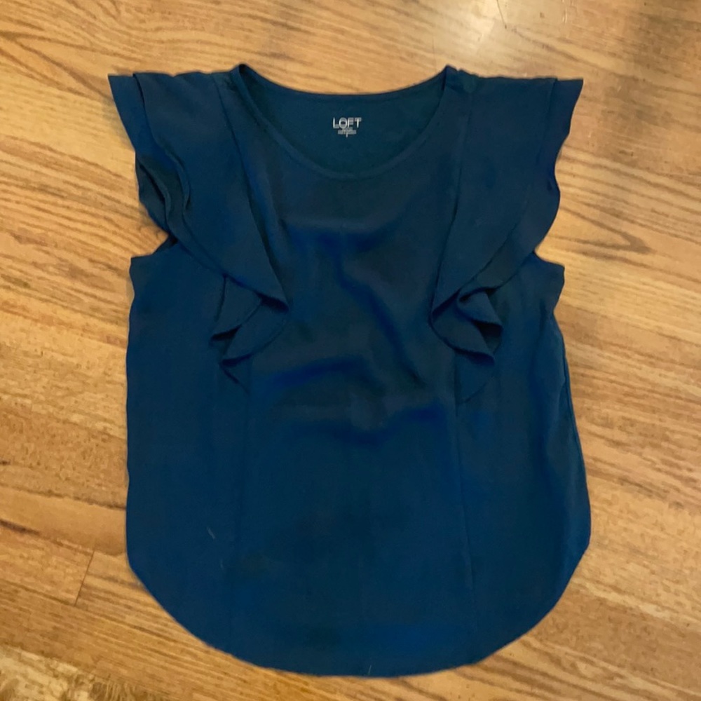 LOFT Outlet Flutter Sleeve Tee - Turquoise - Small